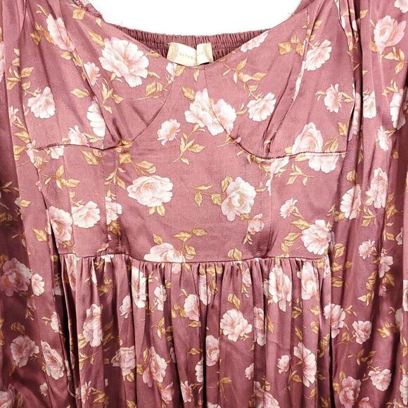 Altard State Dress Womens S Floral Smocked Back Silky Milkmaid Cottagecore - Picture 2 of 8